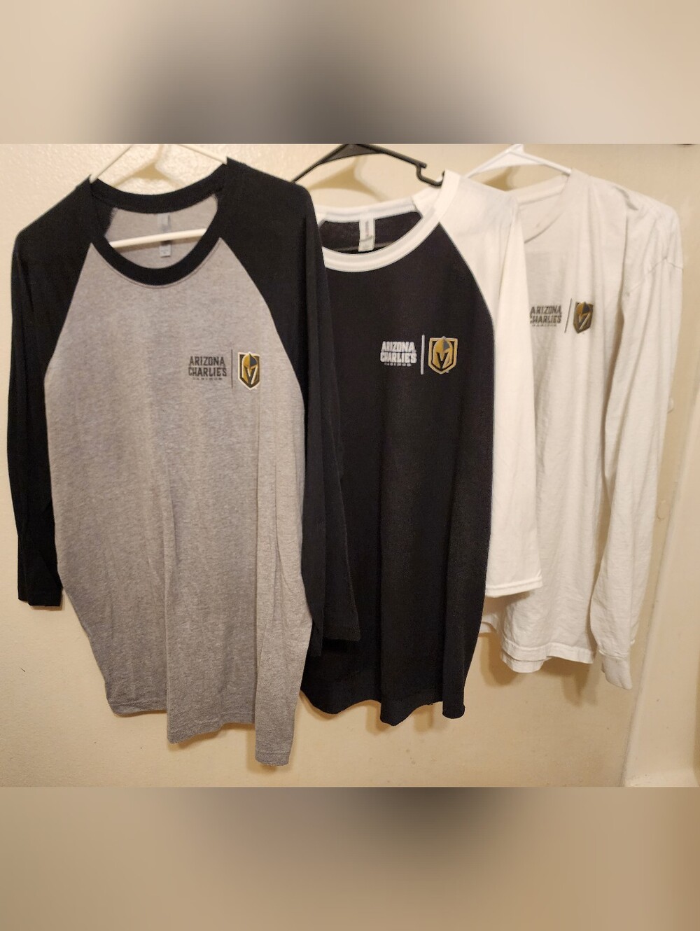 Vegas Golden Knights Black, Gray & White Raglan Long Sleeve Baseball Tee Bundle